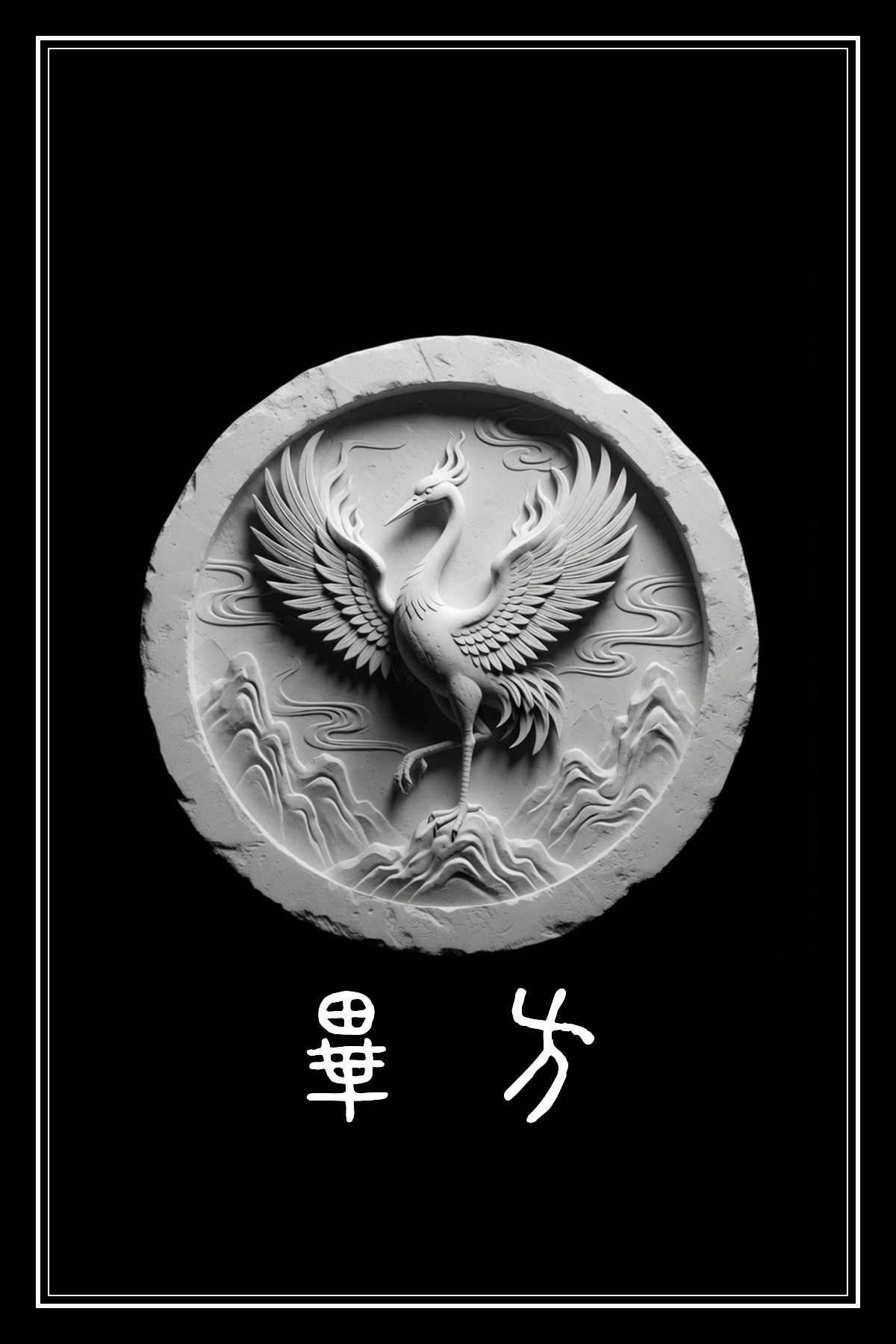 星宿 畢方 黑白雷雕圖騰